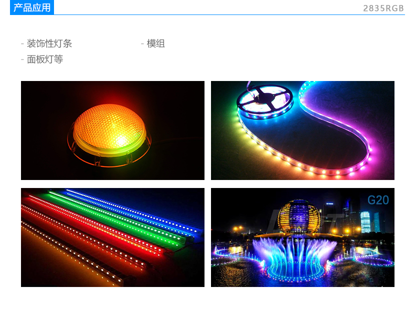 2835RGB貼片LED燈珠,汽車照明,車內(nèi)裝飾燈,氛圍燈,裝飾性燈條,面板燈,模組