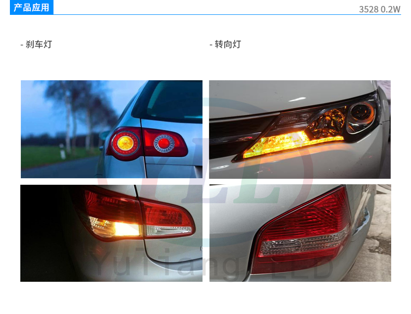 4、3528剎車(chē)燈轉(zhuǎn)向燈0.2W產(chǎn)品應(yīng)用